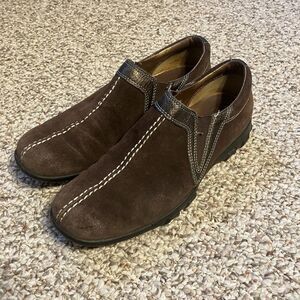Cole Haan Womens Waterproof Suede Slip On Shoes Size 6.5 B Brown Comfort Stitch